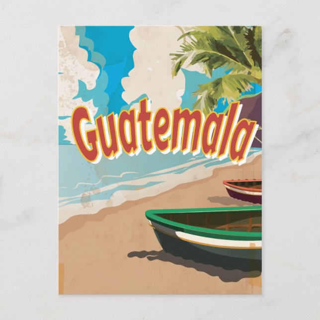 Postal Póster vintage de vacaciones de Guatemala (Anverso)