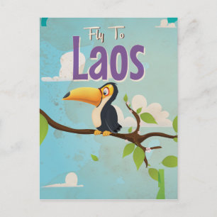 Postal Póster vintage de vacaciones de Laos