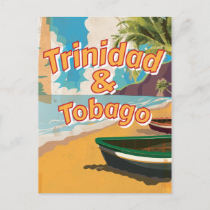 Postal Póster vintage de vacaciones de Trinidad y Tobago