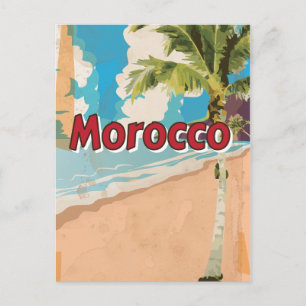 Postal Póster vintage de vacaciones en Marruecos