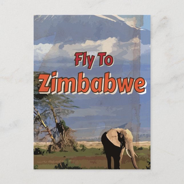 Postal Póster vintage de vacaciones en Zimbabue (Anverso)