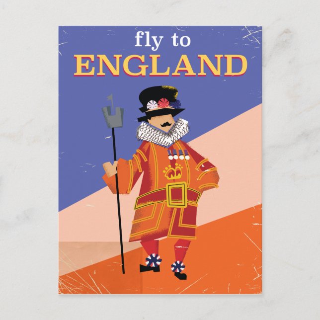 Postal Póster vintage de viaje a Inglaterra (Anverso)