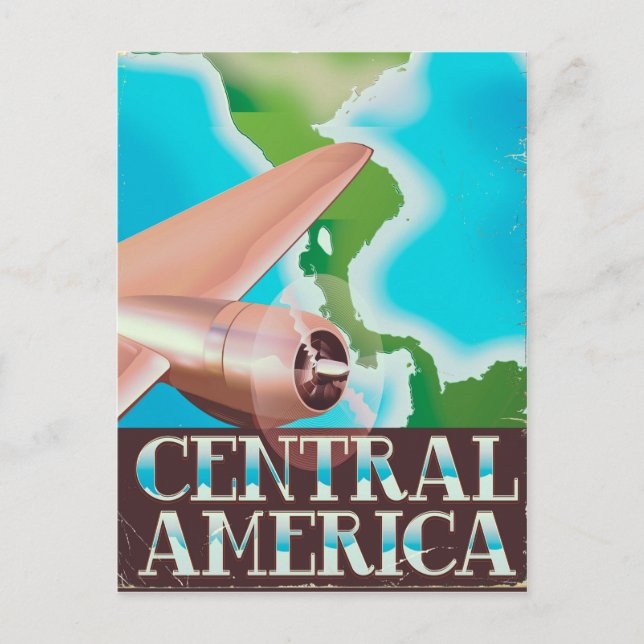 Postal Póster vintage de vuelo de América Central (Anverso)