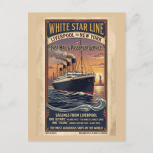 Postal Póster vintage de White Star Line Olympic y Titani