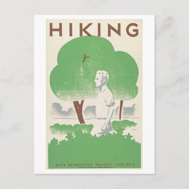 Postal Poster Vintage de WPA Senderismo (Anverso)