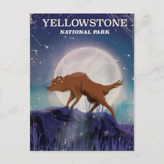 Postal Póster vintage del lobo del Parque Nacional Yellow