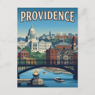 Postal Póster vintage del paseo marítimo de Providence Rh