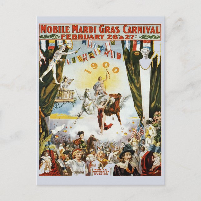 Postal Poster Vintage Mardi Gras (Anverso)