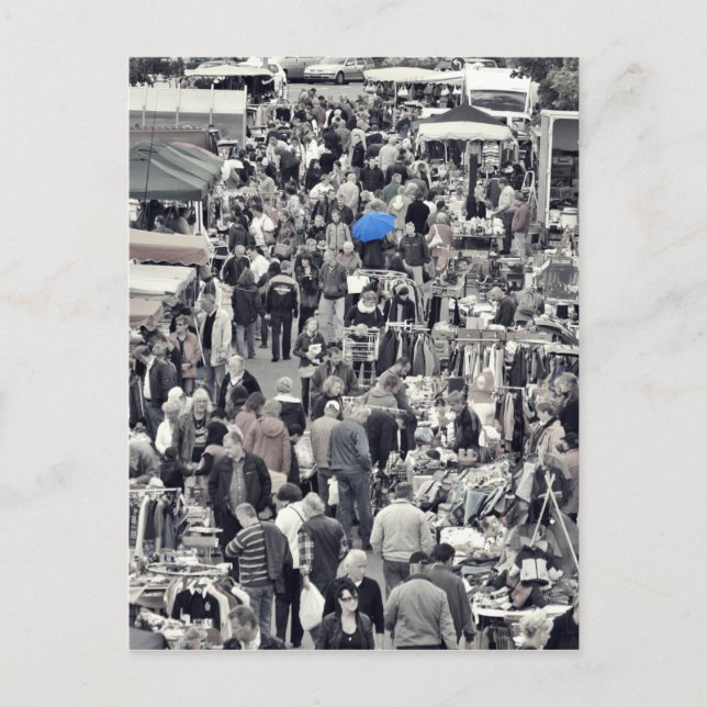 Postal Postkarte - "Blauer Schirm en masa grauer" (Anverso)