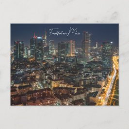 Postal Postkarte, die Skyline Frankfurt bei Nacht 