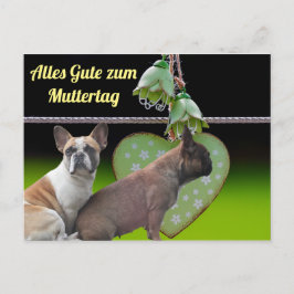 Postal Postkarte französische Bulldoggen Muttertag