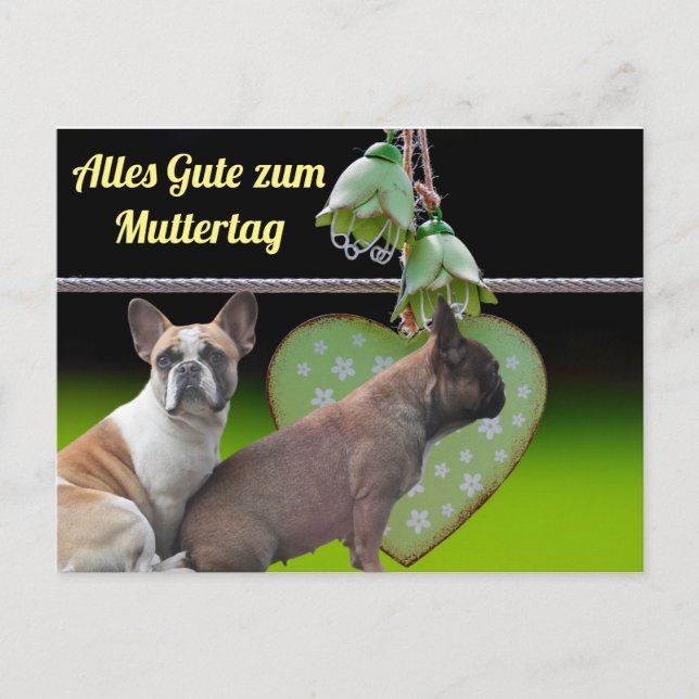 Postal Postkarte französische Bulldoggen Muttertag (Anverso)