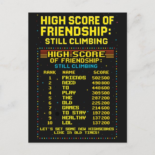 Postal Postkarte „Friendship Highscore“ (Anverso)