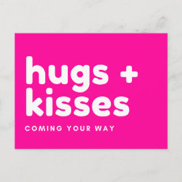 Postal Postkarte - "hugs + kisses coming your way"