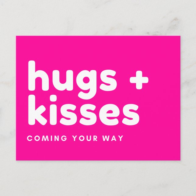 Postal Postkarte - "hugs + kisses coming your way" (Anverso)