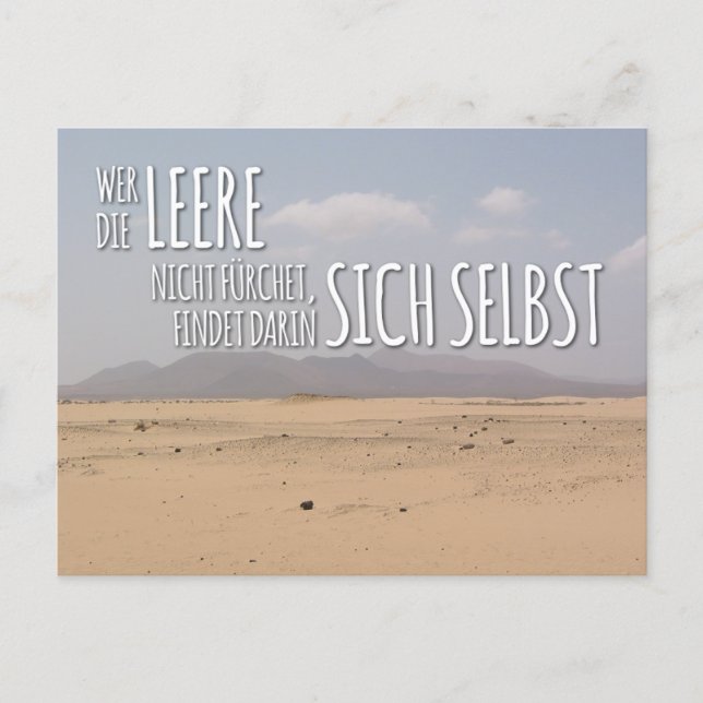 Postal Postkarte „Leere & Selbstfindung“ (Anverso)