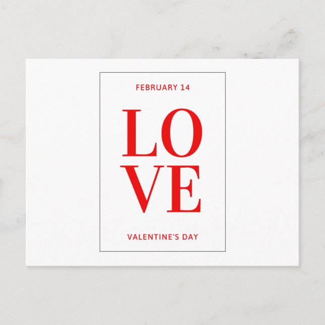 Postal Postkarte - "Love You Feb 14 Valentines Day" (Anverso)