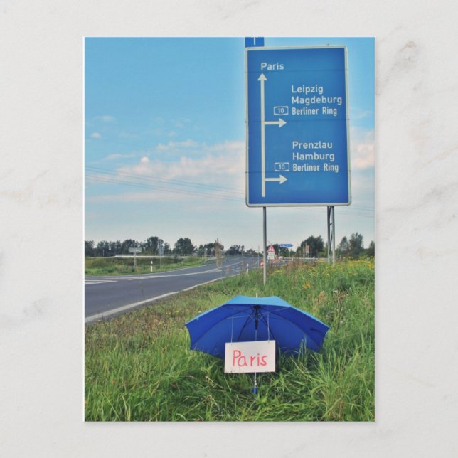 Postal Postkarte - por Anhalter unterwegs (Anverso)