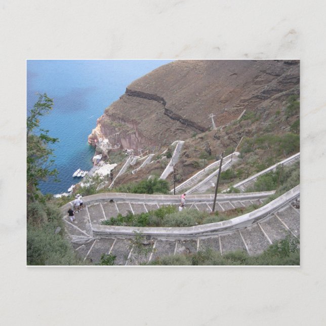 Postal Postkarte Santorini Fira Treppe zum Hafen (Anverso)