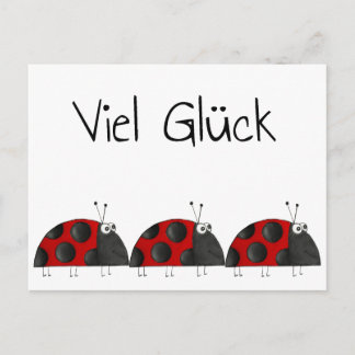 Postal Postkarte Viel Glück, Marienkäfer Glückwunschkarte