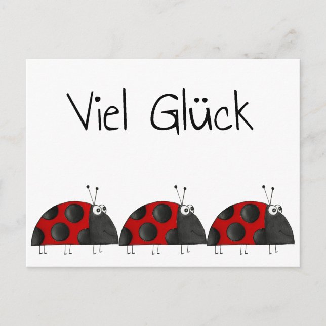 Postal Postkarte Viel Glück, Marienkäfer Glückwunschkarte (Anverso)