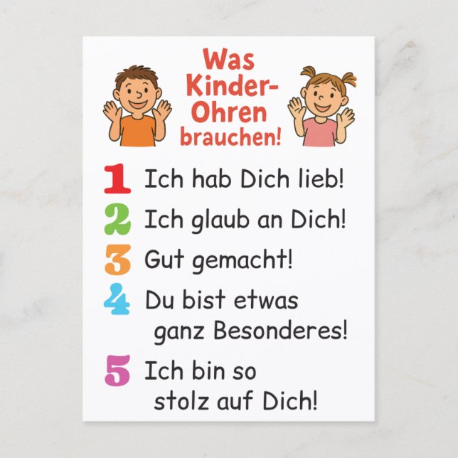 Postal Postkarte „Was Kinderohren brauchen“  (Anverso)