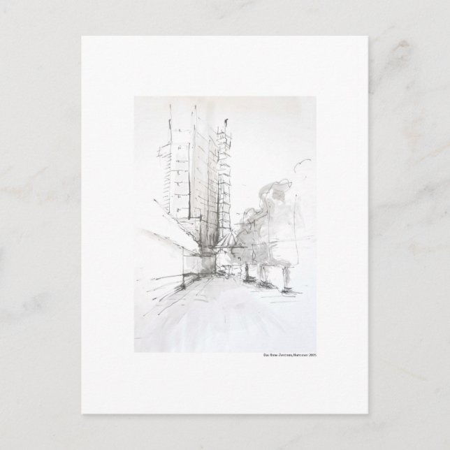 Postal Postkarte Zeichnung Bleistift Hannover Landschaft (Anverso)