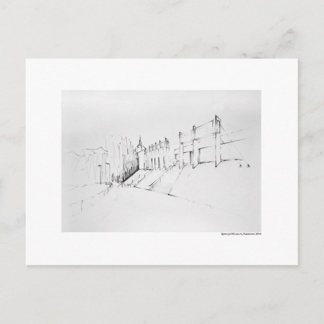 Postal Postkarte Zeichnung Bleistift Hannover Landschaft (Anverso)