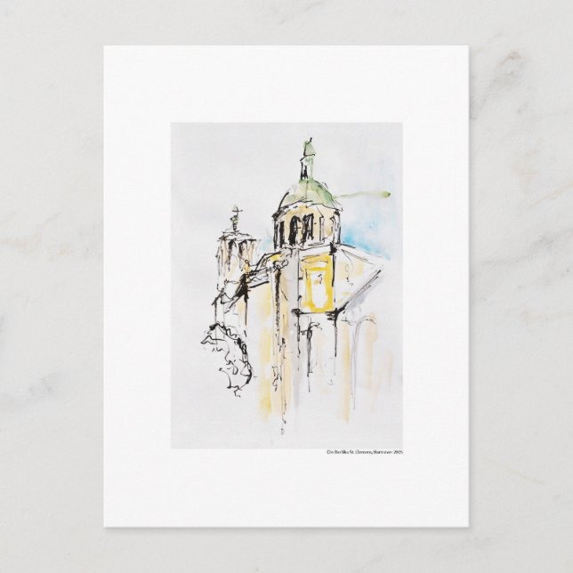 Postal Postkarte Zeichnung Bleistift Hannover Landschaft (Anverso)