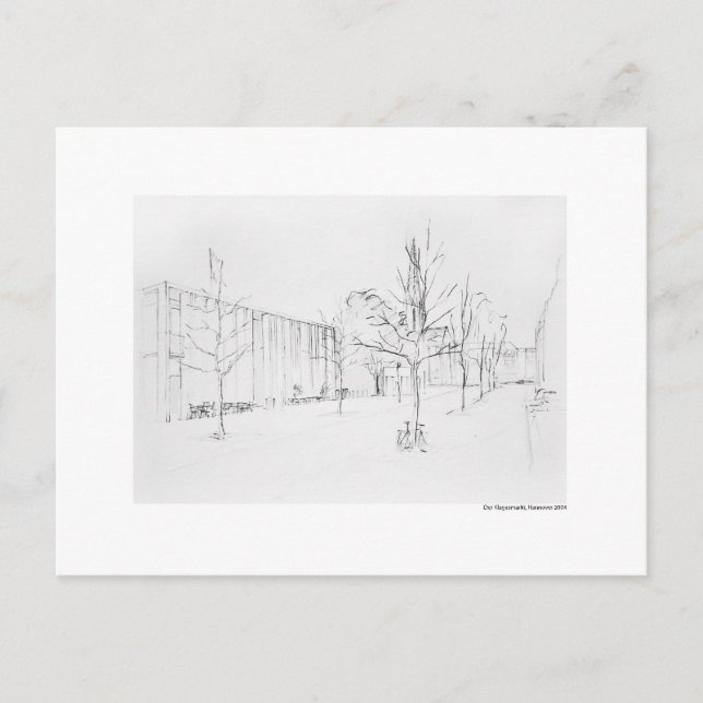 Postal Postkarte Zeichnung Bleistift Hannover Landschaft (Anverso)