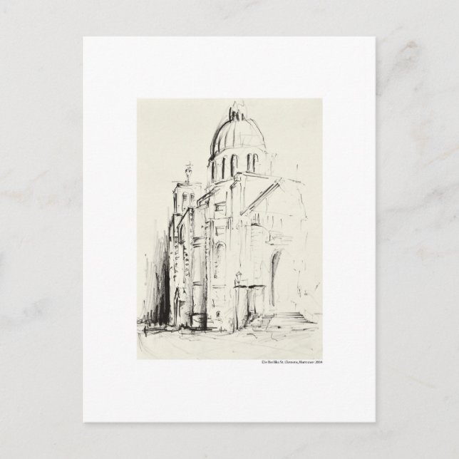 Postal Postkarte Zeichnung Bleistift Hannover Landschaft (Anverso)