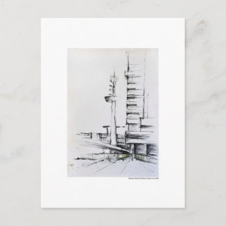 Postal Postkarte Zeichnung Bleistift Hannover Landschaft