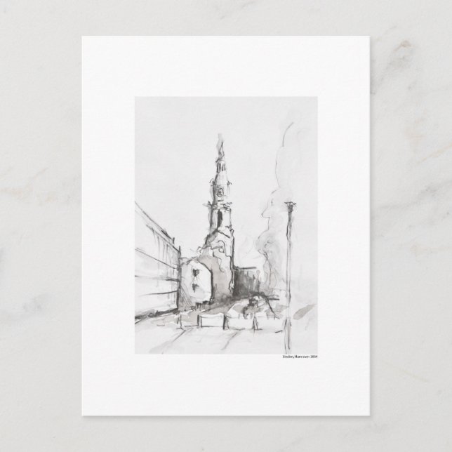 Postal Postkarte Zeichnung Bleistift Hannover Landschaft (Anverso)