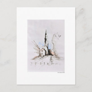 Postal Postkarte Zeichnung Bleistift Hannover Landschaft