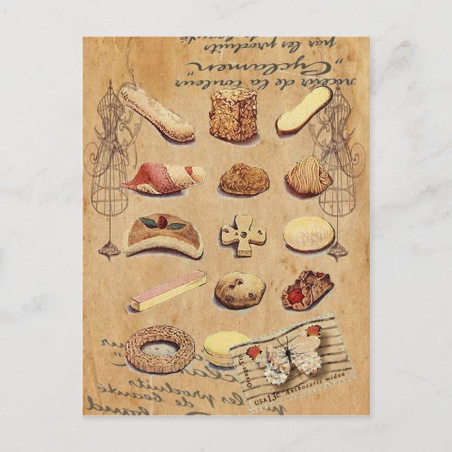 Postal postre de pastelería de panadería francesa (Anverso)
