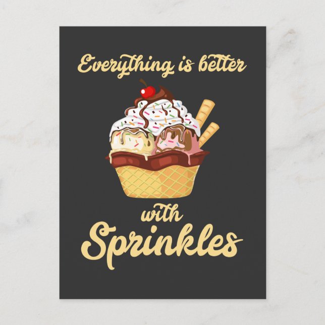 Postal Postre helado Sprinkles Icecream lover (Anverso)