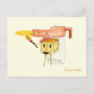 Postal Postre Quirky Crema Catalana Humor Divertido Dibuj