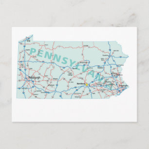 Postal Posttarjeta de mapa interestatal de Pennsylvania