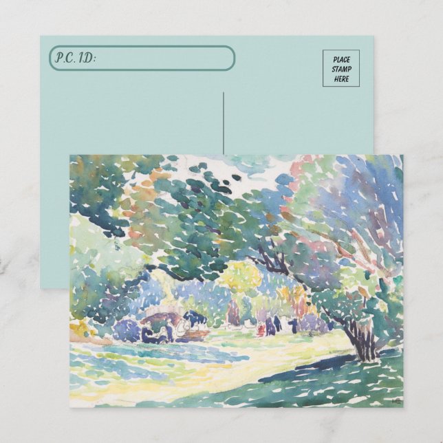 Postal Posttarjeta de paisaje de acuarela de posttravesía (Anverso / Reverso)