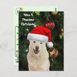 Postal Posttravesar Santa Paws - Los felices Navidades Hu