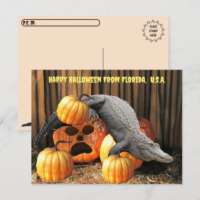 Postal Posttravesía - Calabazas y gatillo de Halloween (Anverso / Reverso)