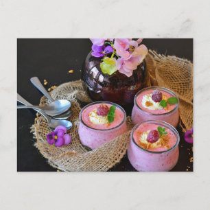 Postal Posttravesía de postre de fresa de frambuesa