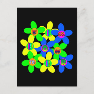 Postal Potencia de las flores 60s-70s