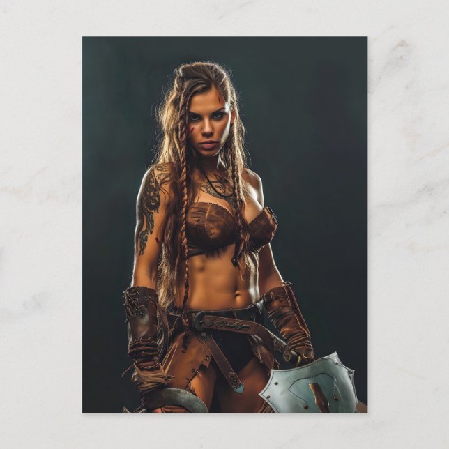Postal Potencia nórdica de Viking Shieldmaiden (Anverso)