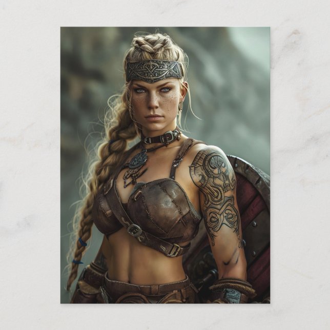 Postal Potencia nórdica de Viking Shieldmaiden (Anverso)