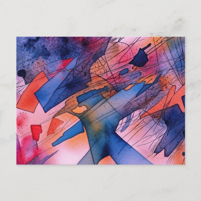 Postal "Potencial desatado" arte abstracto contemporáneo (Anverso)