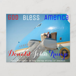 Postal POTUS Donald Trump ondeando la Fuerza Aérea Uno EE