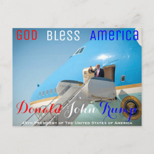 Postal POTUS Donald Trump ondeando la Fuerza Aérea Uno EE