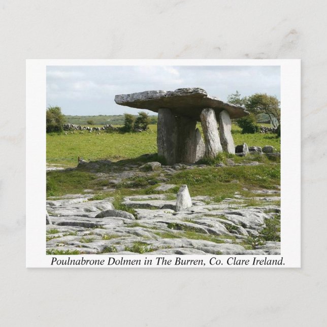 Postal Poulnabrone Portal Tomb, Burren, Clare, Irlanda (Anverso)