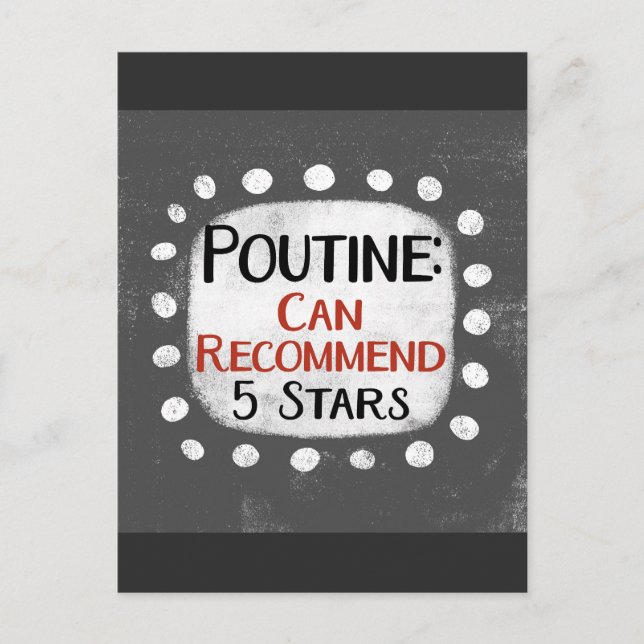 Postal Poutine Review 5 Estrellas Postcard (Anverso)